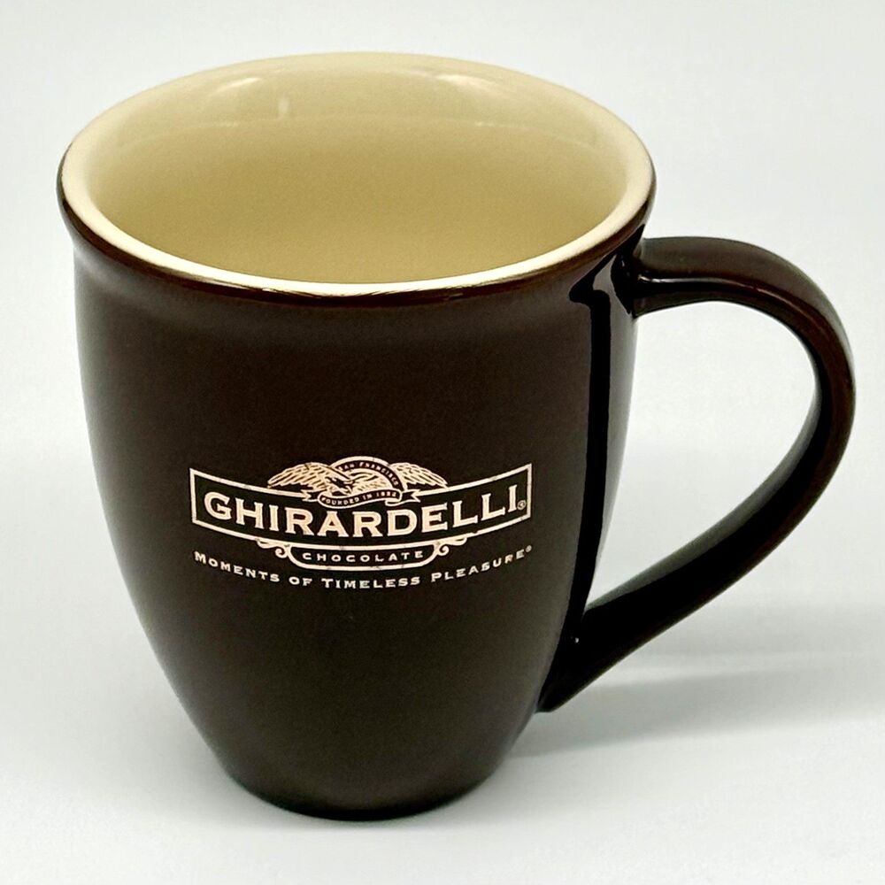 GHIRARDELLI Chocolate Mug Coffee Cocoa Cup 14oz Gold Print San Francisco Skyline